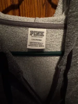 PINK Victoria's Secret Gray Zip Hoodie with Black Drawstrings Y2K thumbnail 4