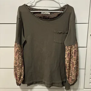 We The Free Jade Green Floral Long Sleeves Oversized Slouchy Tee thumbnail 2
