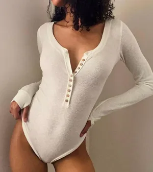 Free People Dylan Thermal Henley Bodysuit thumbnail 1