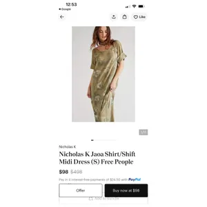 Free People x Nicholas K Jaoa Shirt Shift Midi Dress Medium Green Tie Dye thumbnail 6