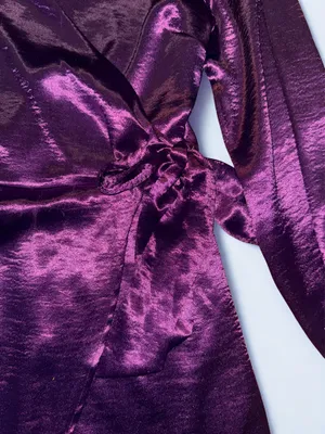 She + Sky Plum Purple Metallic Wrap Romper Long Sleeve Tie Waist Size L NWOT thumbnail 3