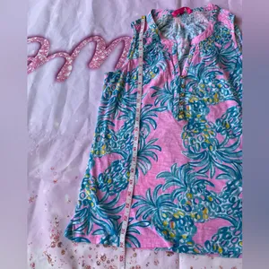 Lilly Pulitzer Pink and Blue Patterned Top thumbnail 6
