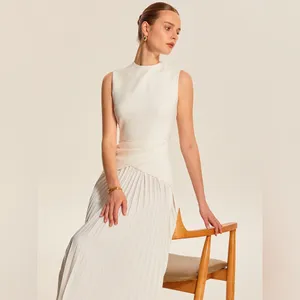 Commense White Dress with Pleated Front thumbnail 2