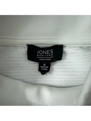 Jones New York Signature White w/ Ribbed Detail Funnel Neck Pullover Size Small thumbnail 5