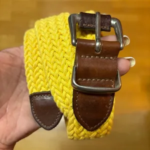 The Limited Vtg Leather Butter Yellow Woven Quiet Luxury Coastal Fisherman Belt M/L thumbnail 2