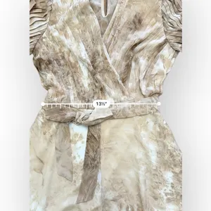 The Sang Pleated Brown Cream Short‎ Romper Size L thumbnail 7