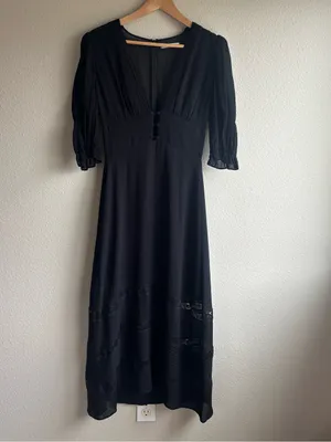 Ginny Black V-Neck Midi Dress thumbnail 4
