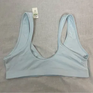 NWT Aerie Baby Blue Cotton Scoop Bralette M thumbnail 2