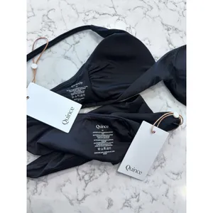 NWT Quince Black Italian V Neck Bikini Top & Low Rise Bottom Set Size XS thumbnail 3