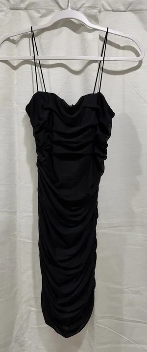 Hello Molly Dress Mini Black Ruched thumbnail 1