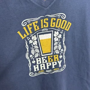 Life is Good Beer Be Happy V Neck Crusher Tee thumbnail 2