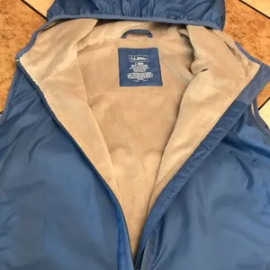 L.L. Bean Women's Hooded‎ Fleece Lined Vest Blue Large thumbnail 7