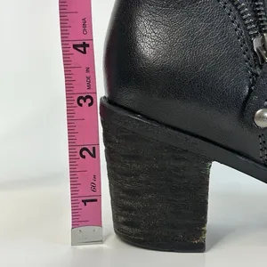Earth Missoula Black Leather Lace Up‎ Ankle Boots Size 9 B Side Zip Stacked Heel thumbnail 13