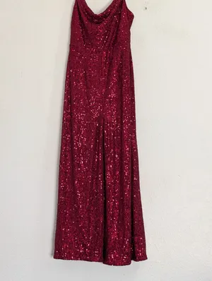 Lulus red sparkly sequin romper jumpsuit size M holiday Christmas thumbnail 4
