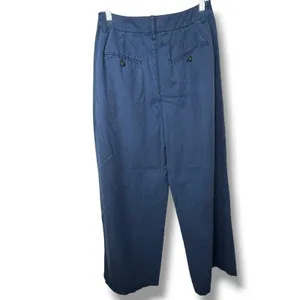 Madewell Deep Indigo Harlow Linen Blend Buttons Wide Leg Pants thumbnail 11