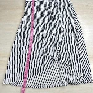 Maeve Anthropologie Womens Black White Striped Faux Wrap Midi Dress Medium A35 thumbnail 10