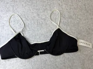 PacSun Swim‎ Eco Black White Contrast Underwire Bikini Top L New 0660-001 thumbnail 1