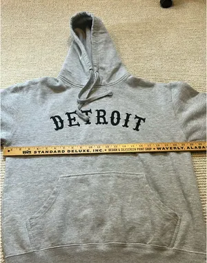Detroit Gray Hoodie with Kangaroo Pocket M thumbnail 3