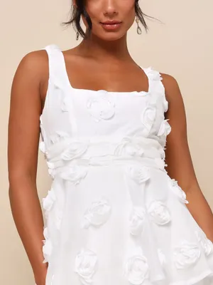 NWT Lulus Exceptional Entrance White Sleeveless Tiered Rosette Midi Dress Size S thumbnail 4