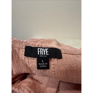 Frye Blush Pink Eyelet Peasant Boho Aztec Print Textured Buttons Blouse SZ L thumbnail 5