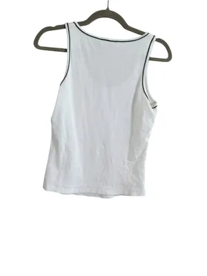 Women's Theory White & Black Scoop Neck Pima Cotton Tank Top Size S thumbnail 10