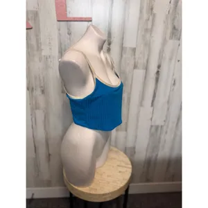 Aerie Real Good Ribbed Scoop Neck Bikini Top Blue/Cream Women’s XL thumbnail 4