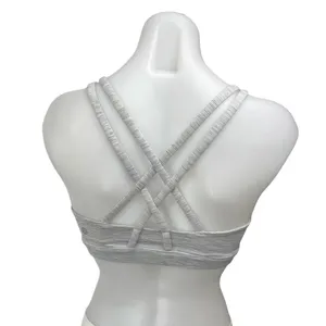 Lululemon Gray Strappy Cross Back Sleeveless Yoga Athletic Sports Bra Crop Top 2 thumbnail 2