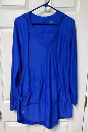 Athleta Electric Blue Long-Sleeve Hooded Tunic thumbnail 1