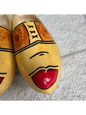 Vintage Hand Painted Dutch Wooden Clogs Pair Authentic Holland Souvenir Folk Art thumbnail 3