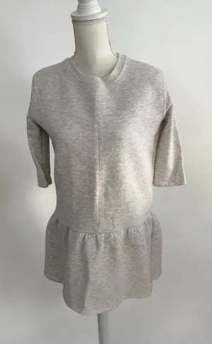 ZARA Gray Peplum Sweatshirt Top Size Medium thumbnail 1