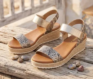 Anne Klein Snake-Print and Gold Wedge Espadrilles thumbnail 1