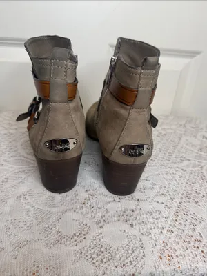 COACH Pauline Taupe Gray nubuck suede Ankle Boots with Brown Leather Strap 8.5 thumbnail 7