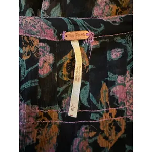 Free People See It Through Maxi Dress in Black Combo Large Floral Prairie Boho thumbnail 9