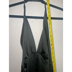 NWT Free People Women's Large Black Halter Slit Silky Dance Til Dawn Maxi Dress thumbnail 12