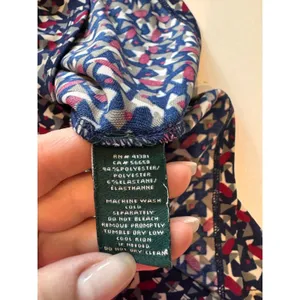Lauren Ralph Lauren Geometric Print‎ Short Sleeve Zipper Back Blouse Sz LCareer thumbnail 8