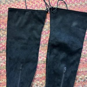 A New Day BLACK SUEDE KNEE HIGH HEELED BOOTS thumbnail 3