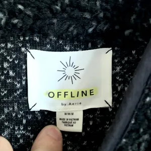 NEW Aerie Offline Sz M Snap Button Sherpa Teddy Jacket‎ in Speckled Black Gray thumbnail 8
