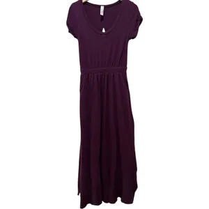 Free People Beach Andrina Maxi Dress Sz S Eggplant Purple Boho Coastal Side Slit thumbnail 3