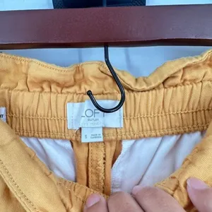 Loft Women's High Rise Straight Elastic Waist Crop Paperbag Pants Yellow‎ Small thumbnail 4