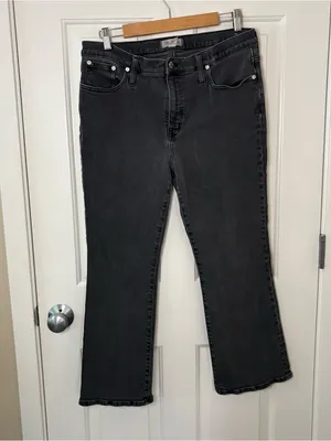 Madewell mid rise kick out jeans black plus size 32 straight leg cotton casual thumbnail 2