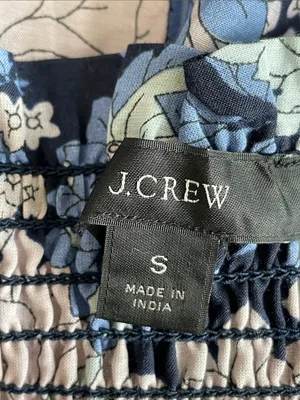 J. Crew Navy Floral Puff-Sleeve Square Neck Top thumbnail 5