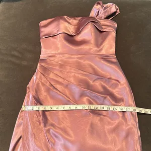 Women’s Pink One Shoulder Satin Dress Mermaid Fit Leg Slit Corset Size 8 *READ thumbnail 9