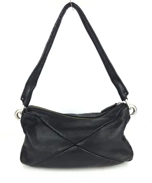 Calvin Klein Black Pebbled Leather Shoulder Bag Hobo Purse Slouchy Zip Y2K thumbnail 1