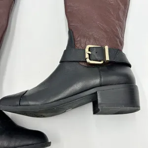 Vince Camuto Leisha Brown Black Leather 6.5 M 36.5 Knee High Riding Boots thumbnail 2