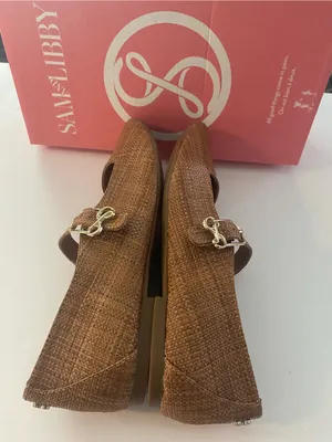NWT Sam & Libby Women’s Fredi Tan Textured Mary Jane Flats with Buckle thumbnail 5