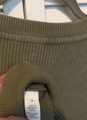 Aerie Green Cropped Ribbed Crewneck Sweater thumbnail 4