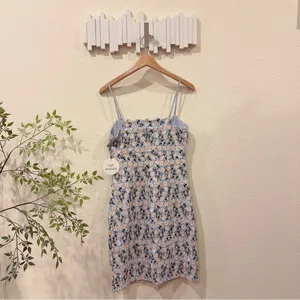 Lost + Wander Breath of Youth Scallop Pencil Skirt Midi Dress Light Blue Floral thumbnail 5
