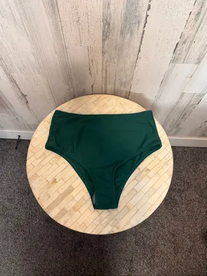 SheIn High Waisted Bikini Bottoms Womens Small Dark Emerald Green Swim Bottom Briefs thumbnail 2