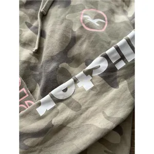 Hollister Womens Pullover Hoodie Small Gray Camo Pink Logo Sleeve Graphic Fleece thumbnail 12