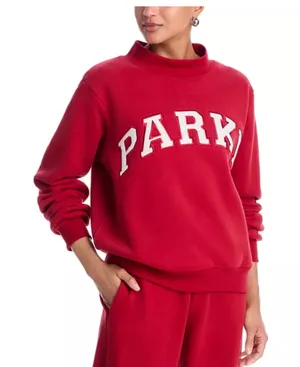 Parke Crimson Varsity Mockneck Fleece Sweatshirt Pullover NWT Sold Out Oversized Red thumbnail 1
